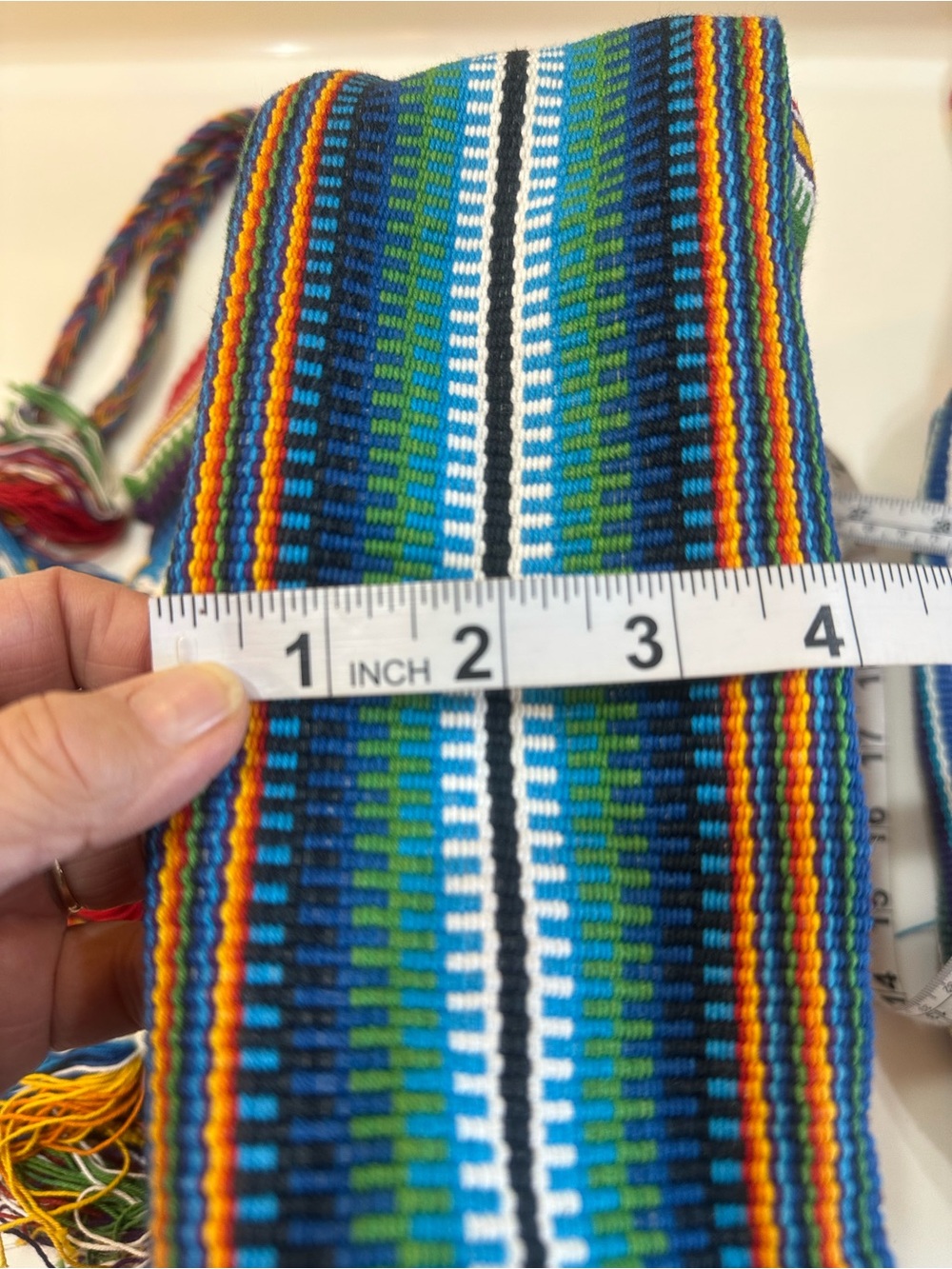 Two Authentic Handmade Paraguayan Woven Tote Bags from Asunción Colorful Tassel - Picture 8 of 12